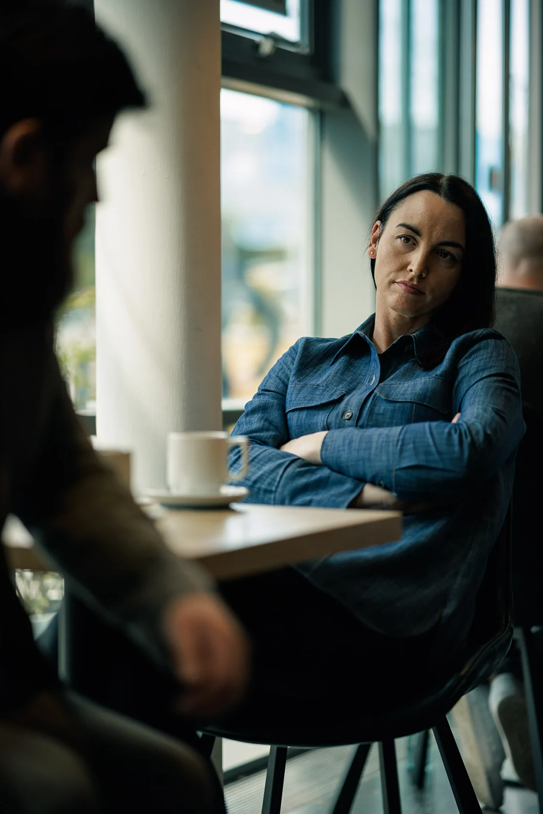 Nora Mahon as pathologist Dr. Sanders in Irish feature film Perdu.