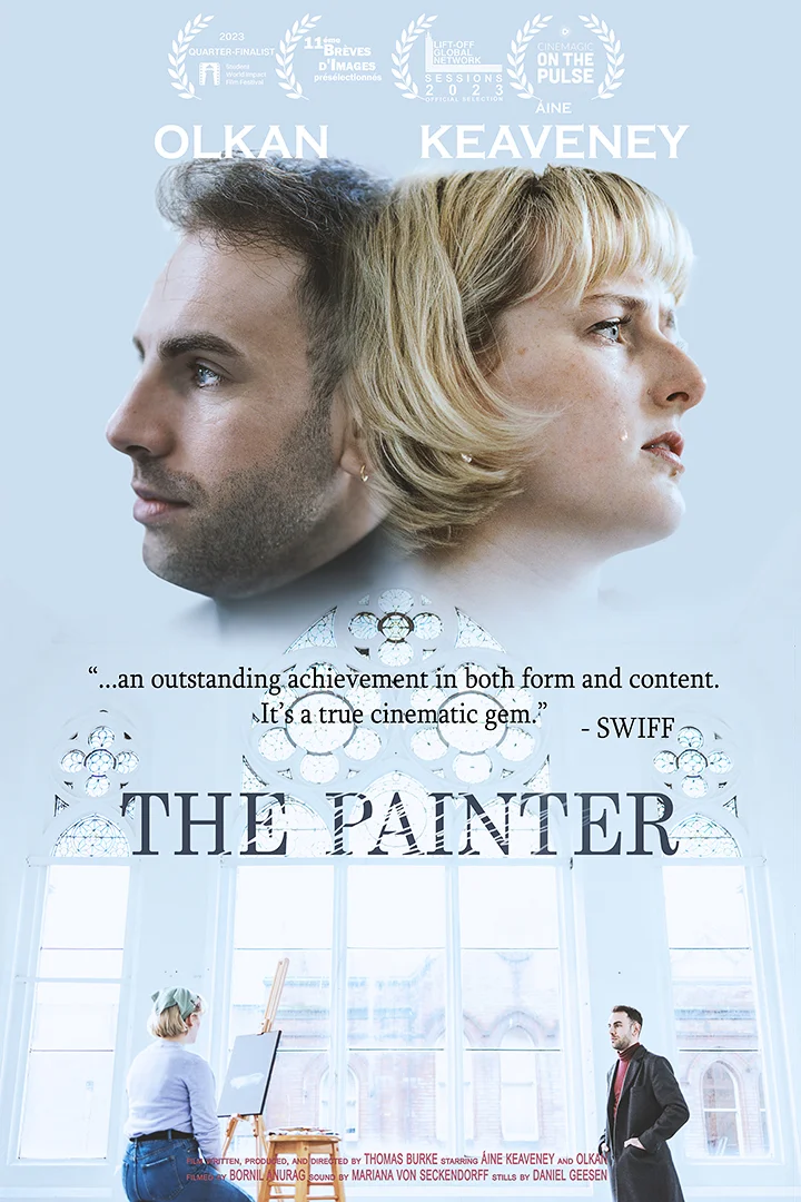 Unit Stills Photographer Daniel Geesen shot Key Art for and designed this film poster for short film "The Painter" by Thomas Burke starring Áine Keaveney and Olkan