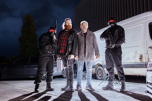 The cast of Mikey Kane's Scifi Short Film "TM-61"; Jamie Lee Kane, Rían Gallagher, Greg Quigley, and Craig Kane