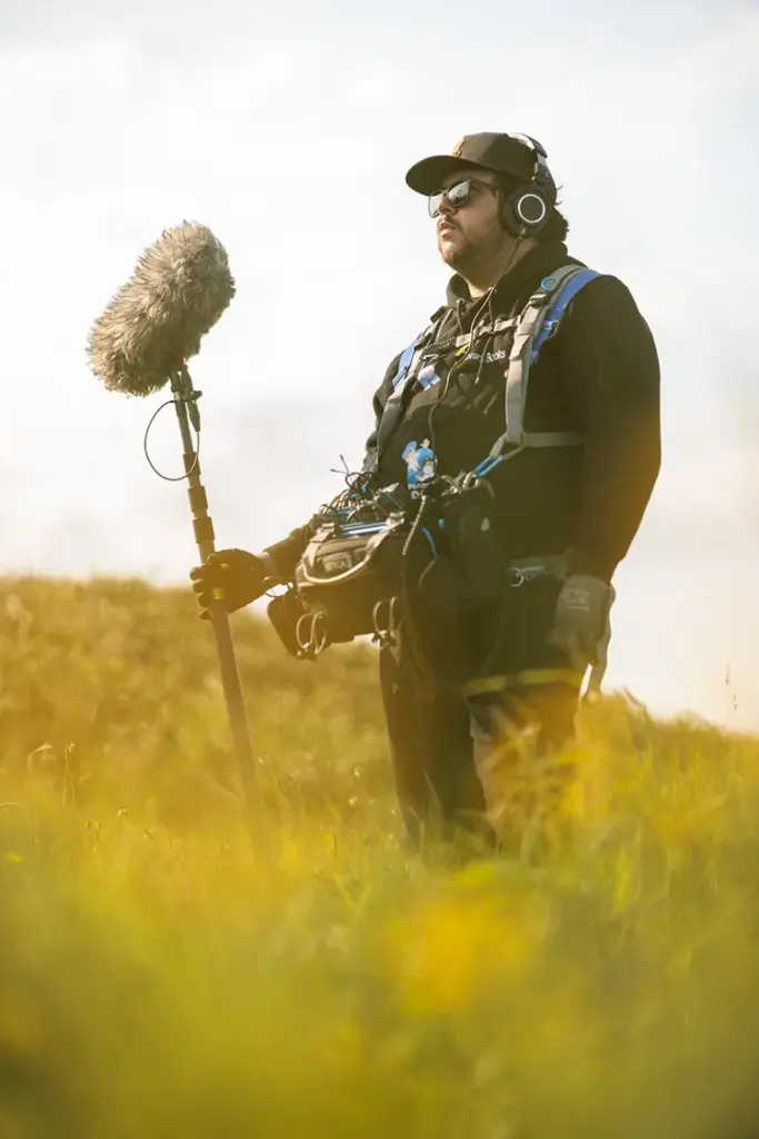 BTS of Danile Zambrano on the set of Echoes