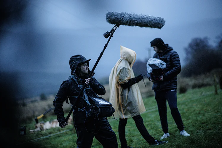 BTS of Sound Recordist Conor Waldron on the set of Tacit