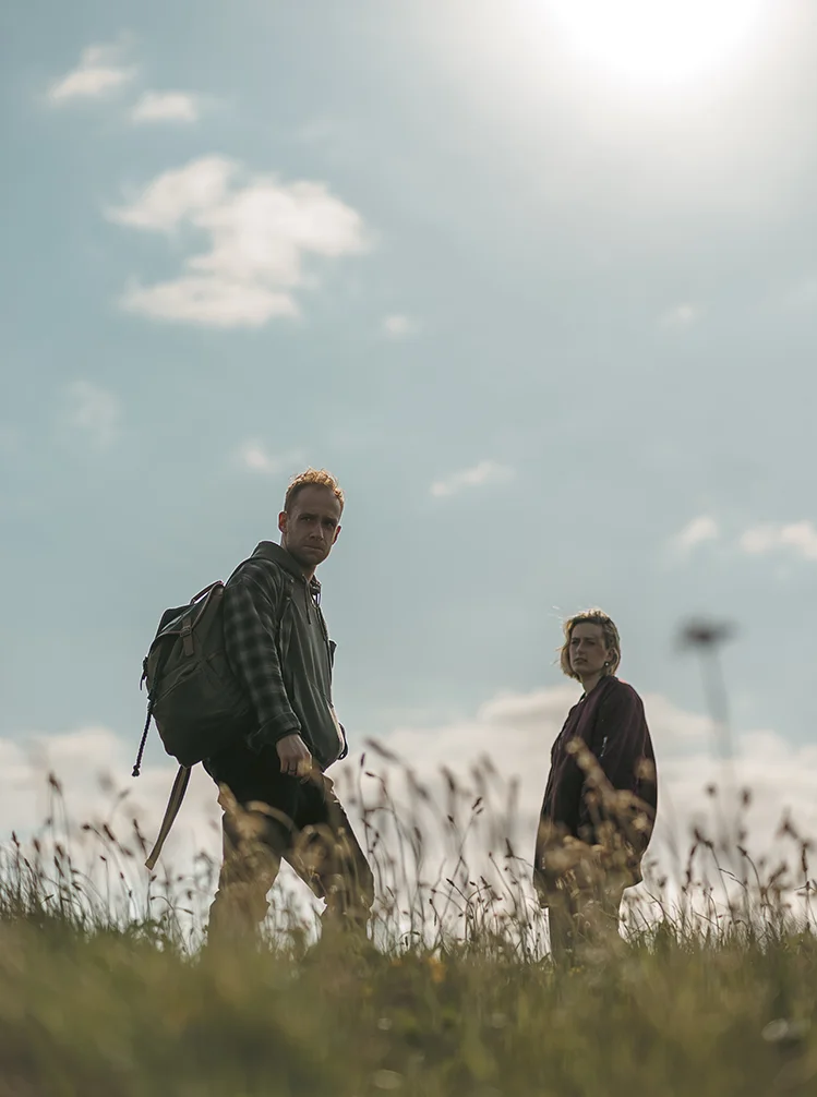 Unit Still of Brian McCarthy as “Gareth” and Áine Keaveney as "Grace" in "Echoes"