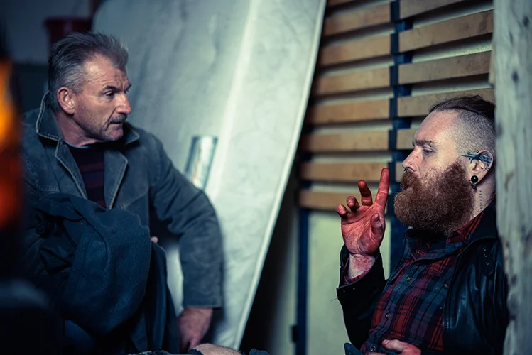 Greg Quigley as “Charlie” and Rían Gallagher as “Mason Xavier” in “TM-61”